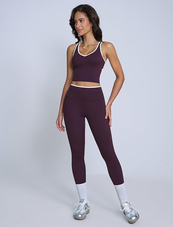 ABOCIW Womens Color Block Workout Sets Racerback Tank Top High Waist Leggings Gym Set Yoga Pilates Outfits