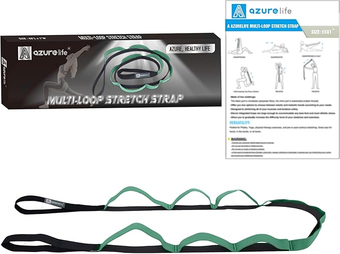 Premium Durable Stretch Straps with Loops, Stretching Strap for Physical Therapy, Multi-Loop Yoga Strap Fitness Exercise Strap for Yoga, Pilates, Dance, Flexibility&Exercise