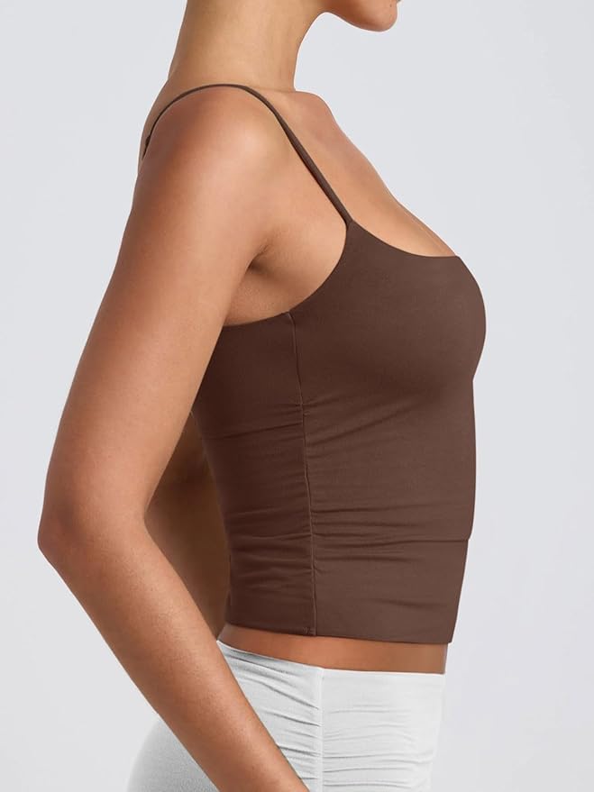 PINKMSTYLE Women's Basic Double Lined Scoop Neck Tank Tops Adjustable Cami Tank Summer Sleeveless Tops