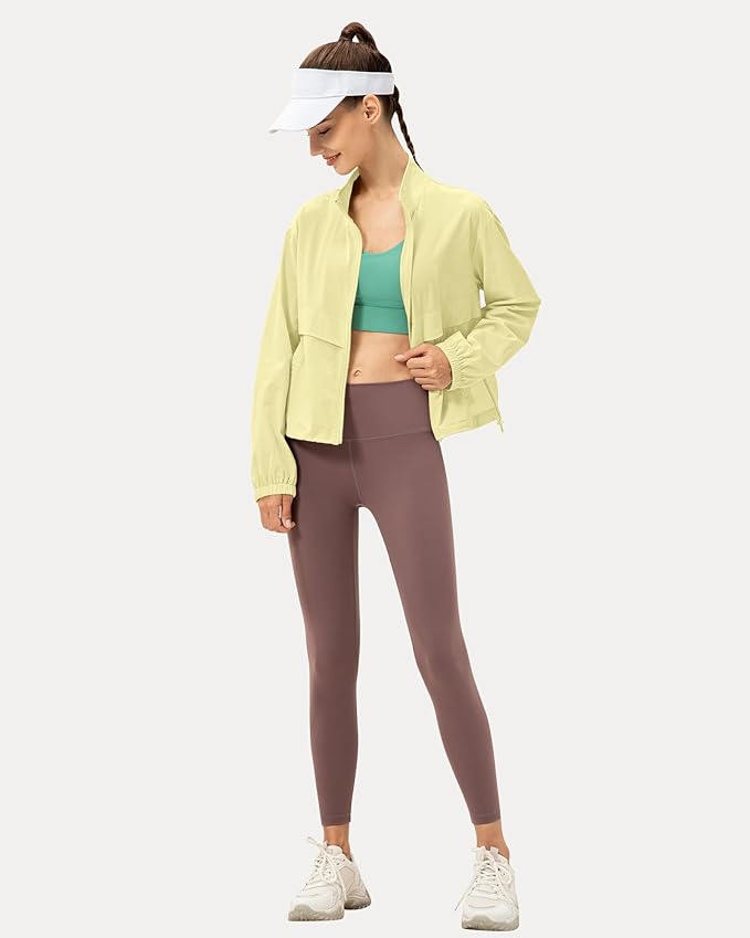 Locachy Women's Lightweight Zip Up Athletic Jacket Stand Collar Windproof Sun Protection Workout Outdoor Jacket