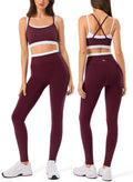 2 Pieces Workout Sets for Women,Seamless Yoga Leggings with Padded Sports Bras,Athletic Matching Outfits,Gym,Casual