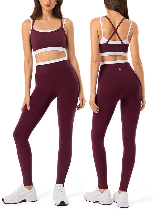 2 Pieces Workout Sets for Women,Seamless Yoga Leggings with Padded Sports Bras,Athletic Matching Outfits,Gym,Casual