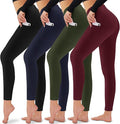 CAMPSNAIL 4 Pack Leggings for Women - High Waisted Tummy Control Yoga Pants for Workout Gym Black Leggings Plus Size Dance