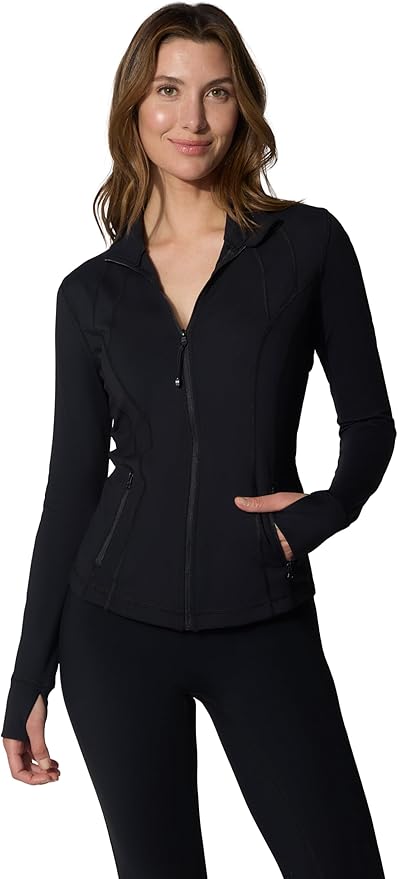 90 Degree By Reflex Full Zip Running Track Jacket Lightweight Athletic Slim Fit Jacket with Thumbholes