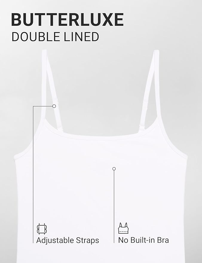 CRZ YOGA Butterluxe Double Lined Cami Tank Tops for Women - Yoga Casual Going Out Soft Scoop Neck Summer Sleeveless Shirt