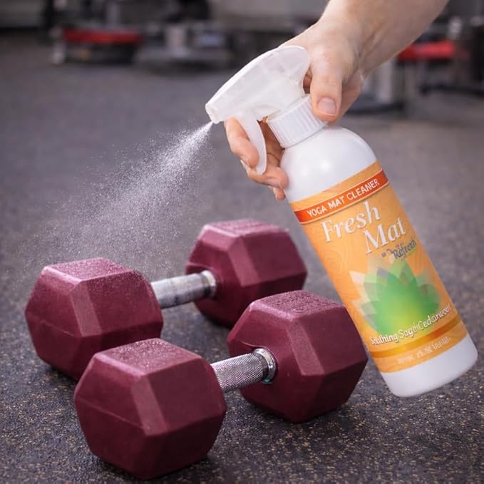 Fresh Mat Yoga Mat Cleaner Spray - Natural Deodorizing Cleaner for Yoga Mats & Fitness Equipment - No-Rinse, Residue-Free Formula with Witch Hazel & Essential Oil, Refreshing Citrus Ginger (24 fl oz).