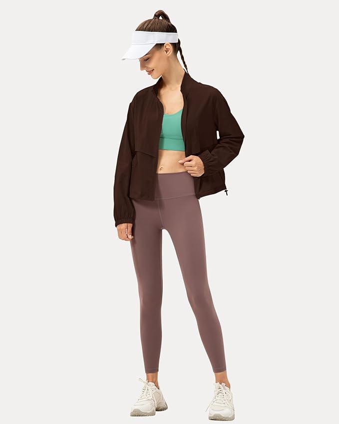 Locachy Women's Lightweight Zip Up Athletic Jacket Stand Collar Windproof Sun Protection Workout Outdoor Jacket