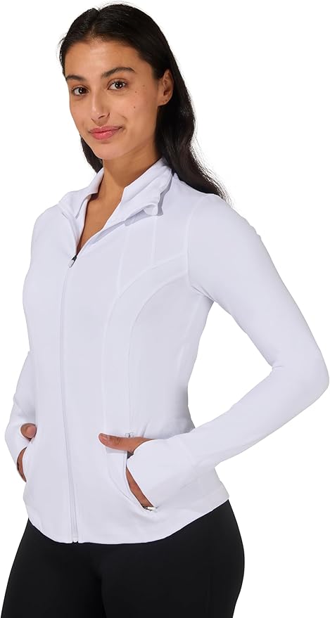 90 Degree By Reflex Full Zip Running Track Jacket Lightweight Athletic Slim Fit Jacket with Thumbholes
