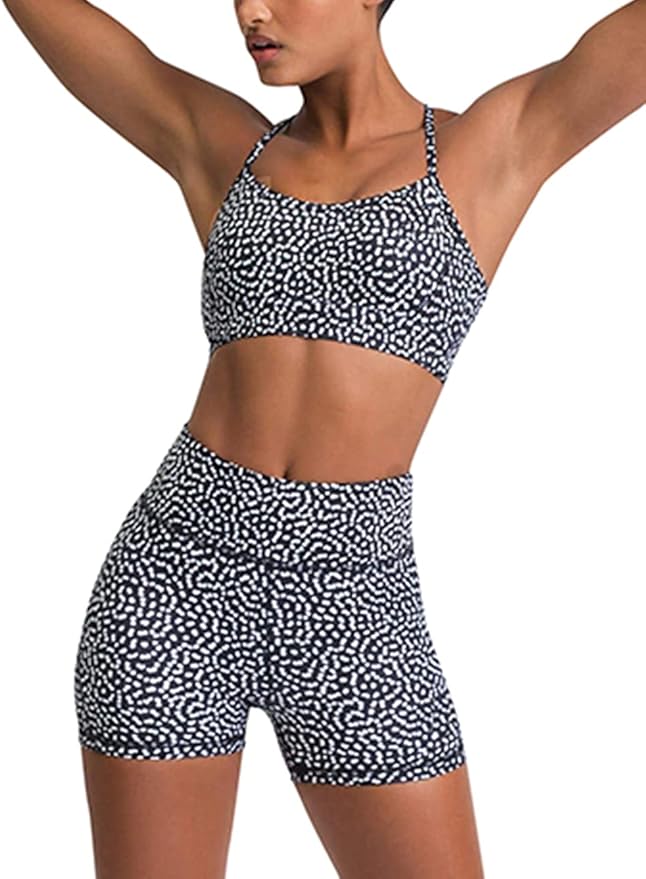 IMEKIS Women's Workout Sets 2 Piece Yoga Outfit High Waisted Biker Shorts Leggings Sports Bra Gym Fitness Clothes Tracksuit