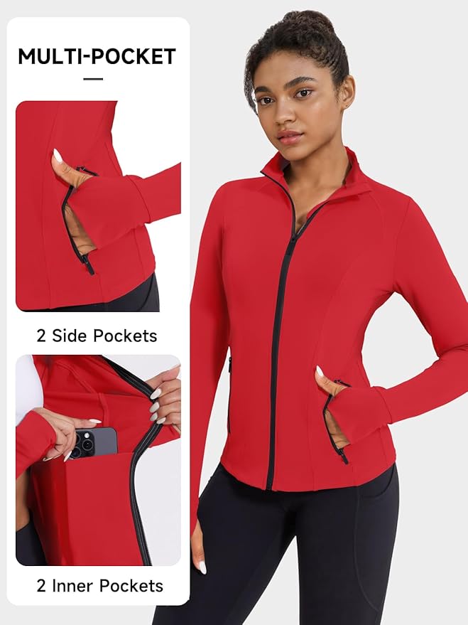 VUTRU Women's Workout Jacket Zip Up Athletic Lightweight Running Yoga Jacket with Pockets