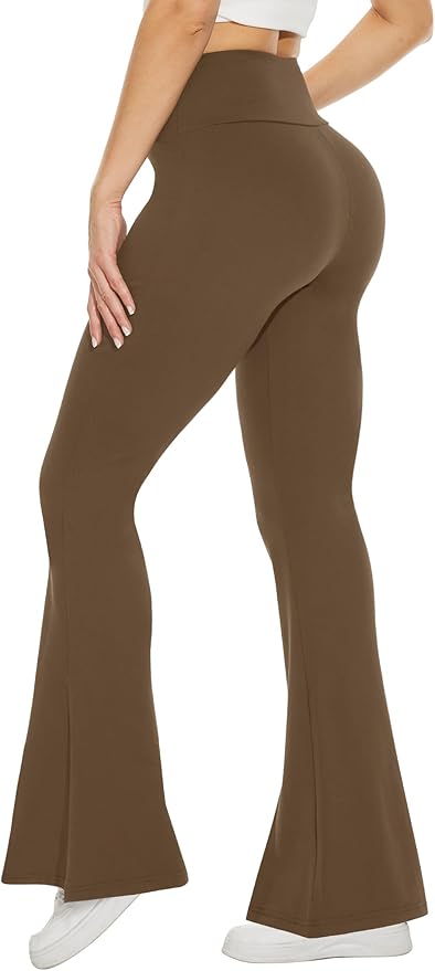 TNNZEET Black Flare Leggings for Women, Crossover Yoga Pants with Pockets Bootcut Flared Leggings