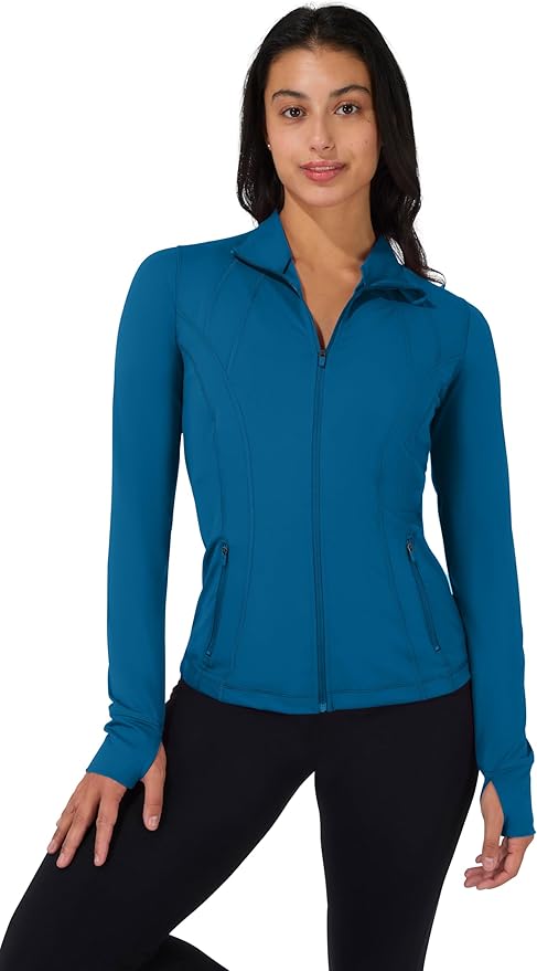 90 Degree By Reflex Full Zip Running Track Jacket Lightweight Athletic Slim Fit Jacket with Thumbholes