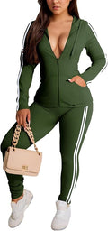 YeGine Women 2 Piece Outfits Long Sleeve Tracksuit Bodycon Matching Sets Hoodie Jacket Jogging Suit
