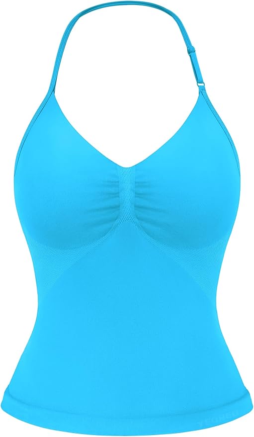 YEOREO SoftHue Impact Longline Strappy Top Women's Halter Workout Tank Tops Backless Gym Longline with Adjustable Strap