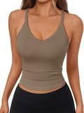 Trendy Queen Womens Racerback Ribbed Tank Tops Soft Stretch V Neck Workout Casual Tops Summer Sleeveless Crop Camisole