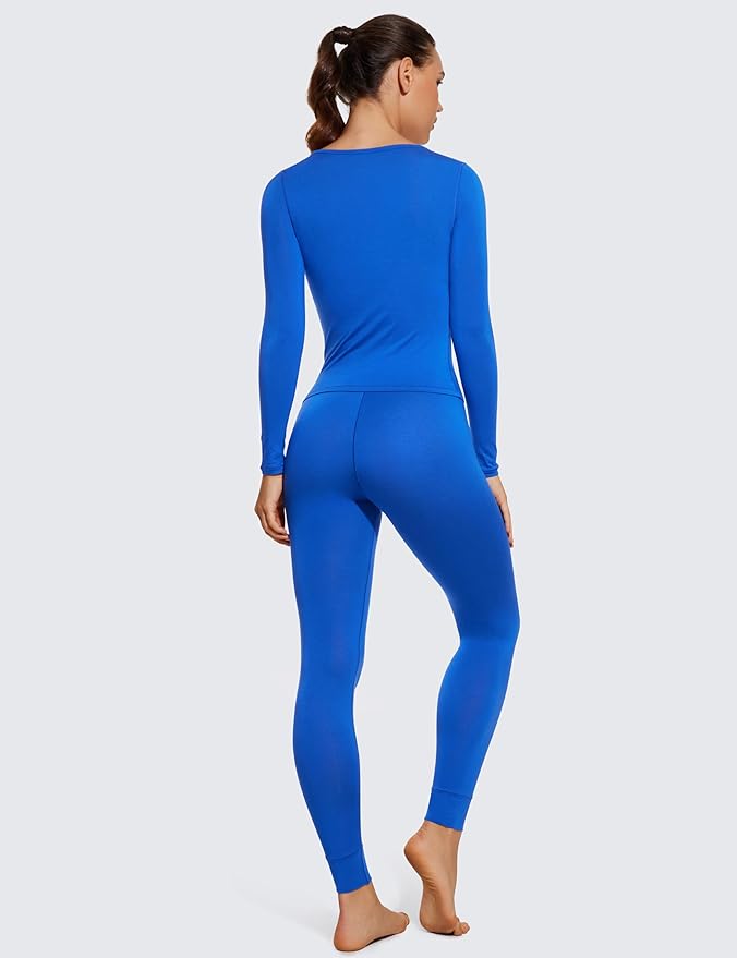 CRZ YOGA Soft Thermal Underwear Sets for Women Lightweight Long Johns Base Layer Pajamas Warm Top Bottom
