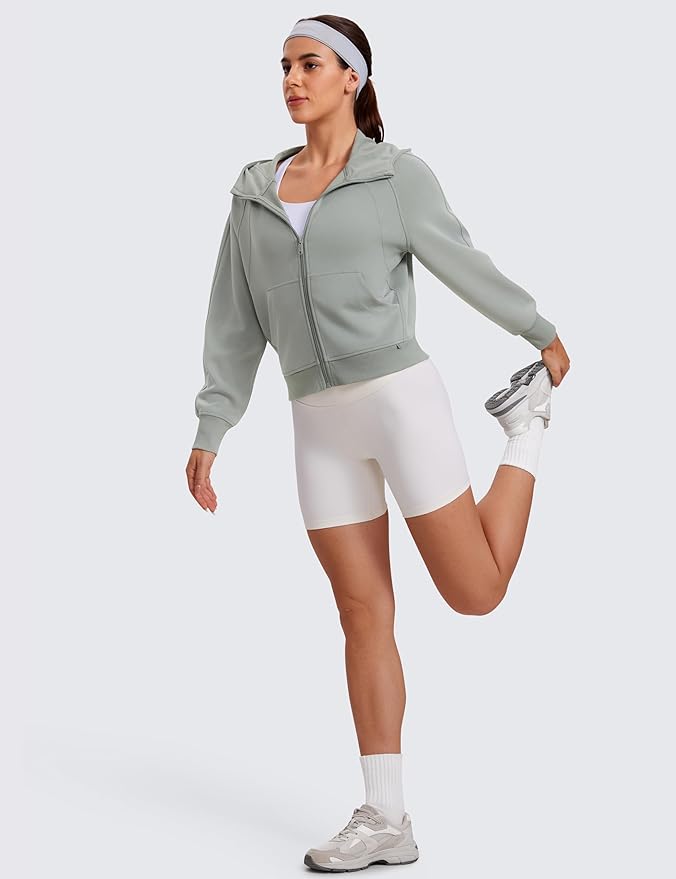 CRZ YOGA Womens SoftAura Full Zip Up Hoodie Workout Casual Hooded Sweatshirt Long Sleeve Athletic Jacket