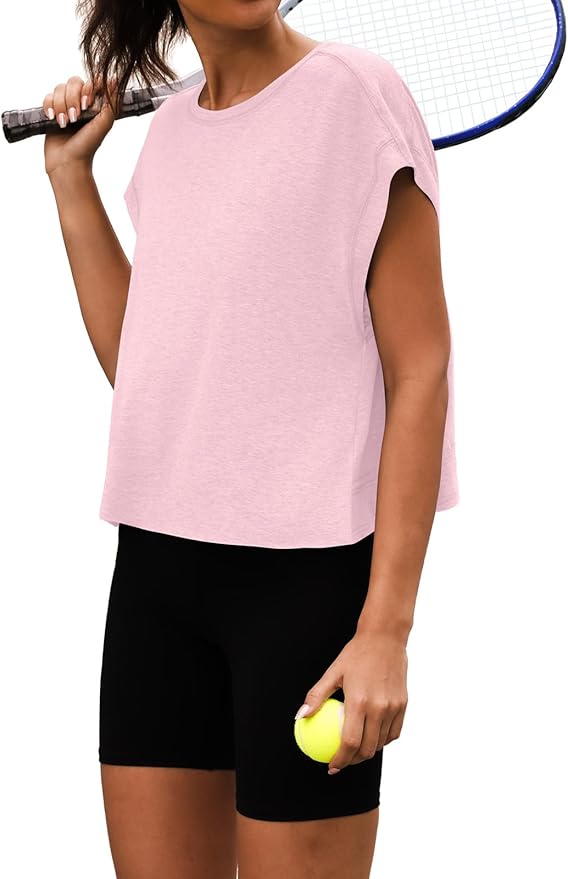 Women Open Back Workout Shirts Short Sleeve Tops Casual Yoga Y2k Athletic Gym Running Crop Tees