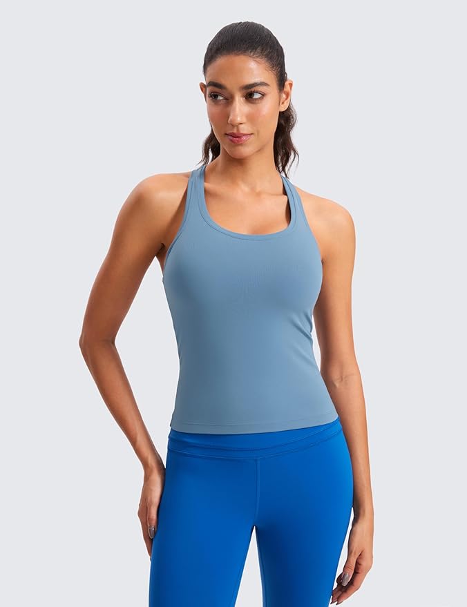 CRZ YOGA Butterluxe Racerback Tank Tops for Women - Yoga Workout Casual Gym Athletic Camisole Tight Sleeveless Shirts