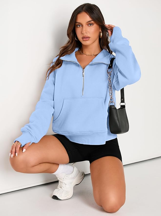 AUTOMET Womens Sweatshirts Half Zip Cropped Pullover Fleece Quarter Zipper Hoodies 2026 Fall Fashion Outfits Clothes