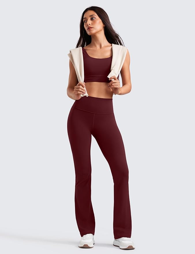 CRZ YOGA Butterluxe Flare Leggings 29"/30.5"/32"/33.5" - High Waist Bootcut Wide Leg Lounge Womens Yoga Pants with Pocket