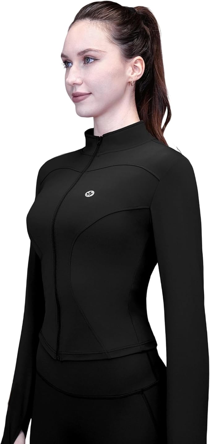 Women's Yoga Jacket Lightweight Zip Up - Workout Jackets for Running Gym Athletic Tops Full Zip