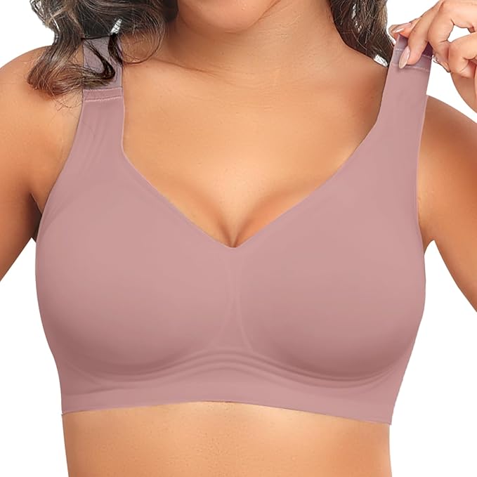 PoseFree Womens Seamless Wireless Supportive Bra Push Up Comfort Soft No Underwire Full Coverage T-Shirt Bra