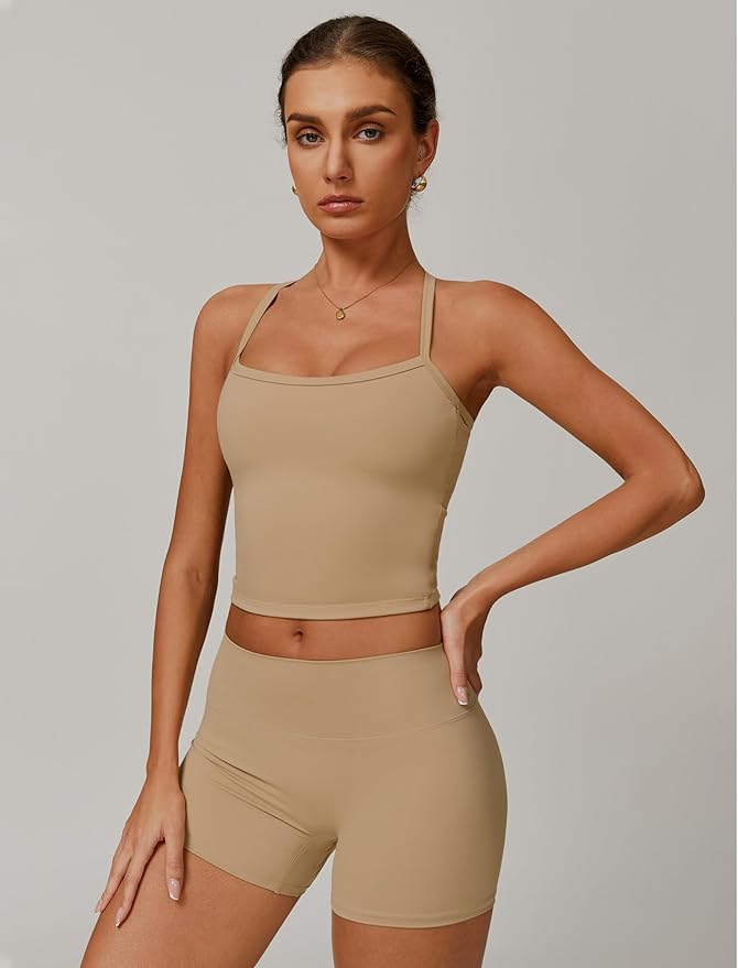 QBGJTD Two Piece Workout Sets For Women Tank Top Matching High Waist Booty Lifting Shorts Gym Yoga Active Wear Outfits