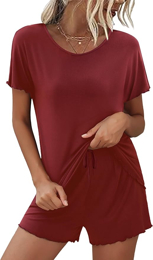 Ekouaer Womens Pajama Sets Short Sleeve Pajamas for Women Sets 2 Piece Lounge Sets Soft Sleepwear PJS