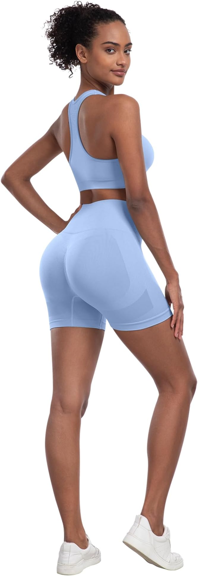 Workout Sets for Women 2 Piece - Seamless Yoga Outfits Shorts and Padded Sports Bra Gym Athletic Clothing Set