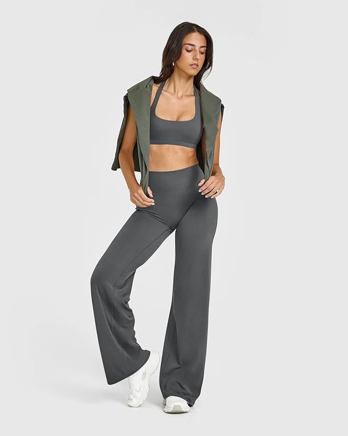 OQQ Yoga Pants Women High Waist Stretch Casual Soft Straight Leg Bottoms