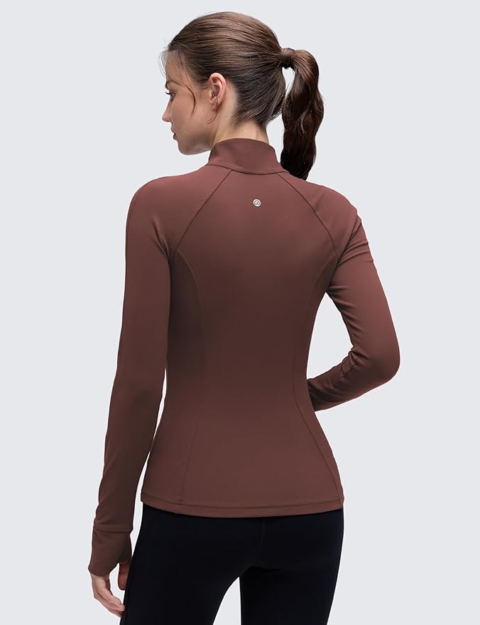 CRZ YOGA Butterluxe Hip Length Jackets for Women - Full Zip Athletic Track Tops with Thumb Holes Pockets
