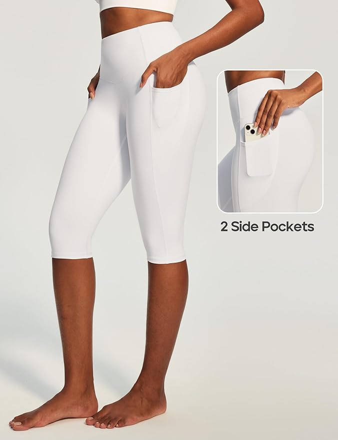 Heathyoga Capri Leggings with Pockets for Women Tummy Control Knee Length Leggings Yoga Pants Women Capri Pants Workout