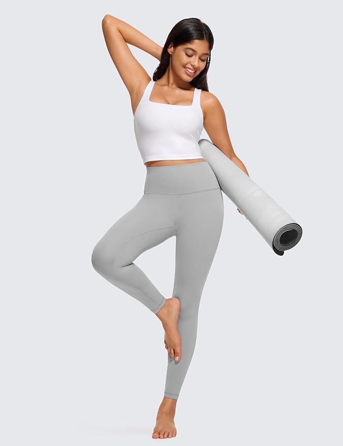 CRZ YOGA Butterluxe Square Neck Crop Tank Tops for Women - Workout Longline Sports Bras Padded Yoga Camisole