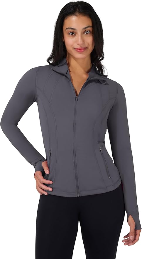 90 Degree By Reflex Full Zip Running Track Jacket Lightweight Athletic Slim Fit Jacket with Thumbholes