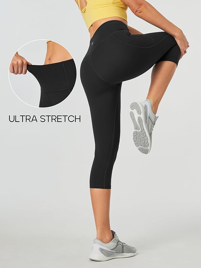 Heathyoga Capri Leggings for Women High Waisted Capri Leggings with Pockets for Women Tummy Control Yoga Pants Women