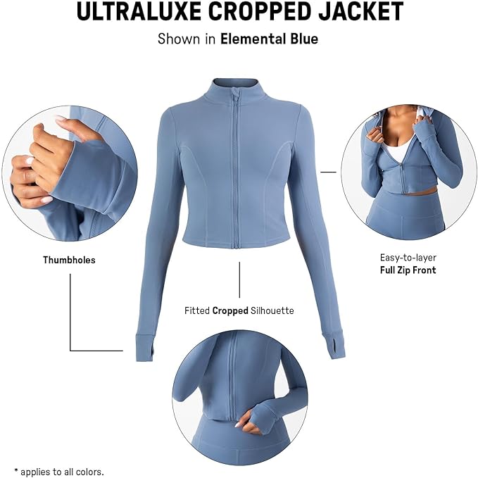 YITTY Active Women's Ultraluxe Full Zip Jacket, Athleisure, 4-Way-Stretch, Thumbholes