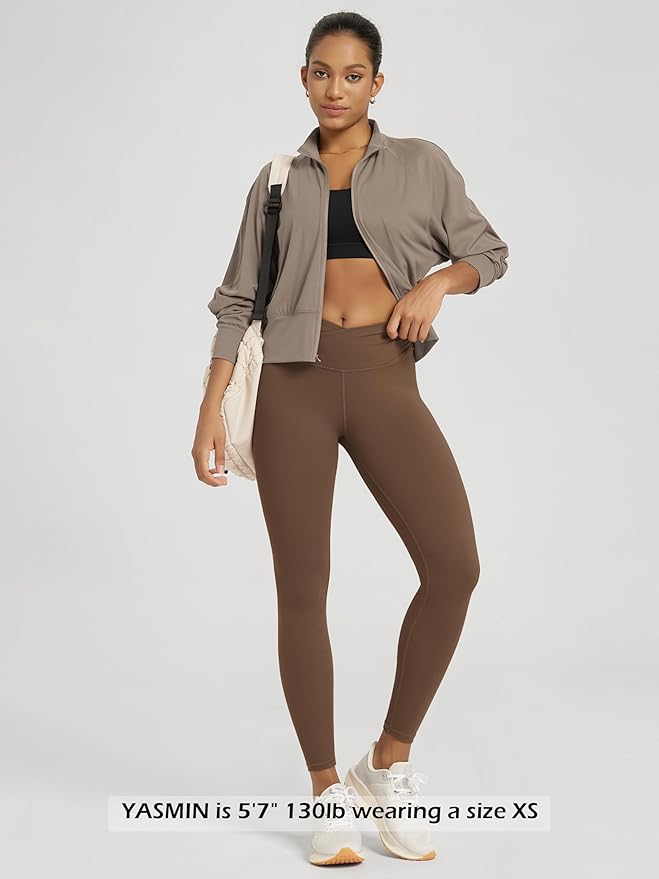 ODODOS Women's Cross Waist Yoga Leggings with Inner Pocket, 23"/25"/28" Gathered Crossover Workout Yoga Pants