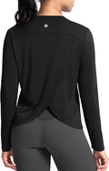 SANTINY Women's Lightweight Long Sleeve Workout Tops Split Back Gym Running Hiking Athletic Shirt Quick Dry UPF 50+ Sun Shirt
