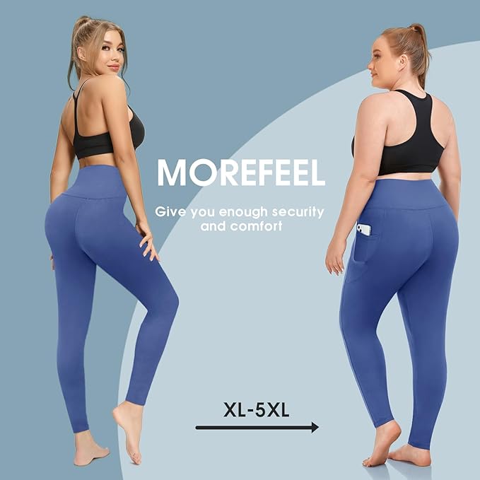 Plus Size Leggings for Women with Pockets-Stretchy XL-5XL Yoga Pants Tummy Control High Waist Workout Leggings
