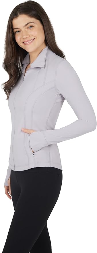 90 Degree By Reflex Full Zip Running Track Jacket Lightweight Athletic Slim Fit Jacket with Thumbholes