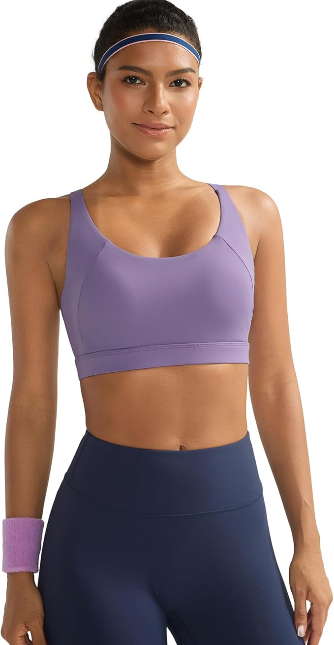 RUNNING GIRL Sports Bra for Women High Support, Molded Cup High Impact Sports Bras with Sewn in Pads