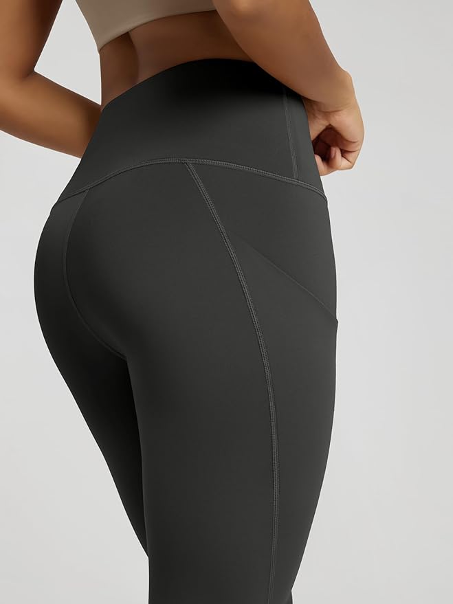 ODODOS Women's High Waisted Yoga Capris with Pockets, Tummy Control Non See Through Workout Athletic Running Capri Leggings