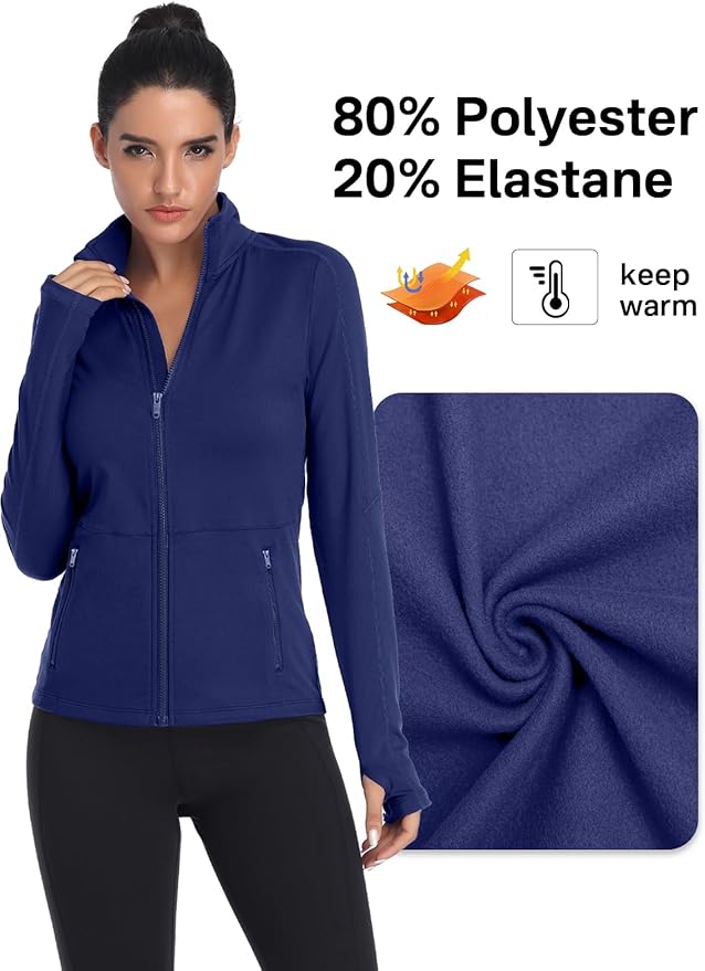VUTRU Women's Workout Yoga Jacket Full Zip Running Track Jacket Fleece Athletic Jacket