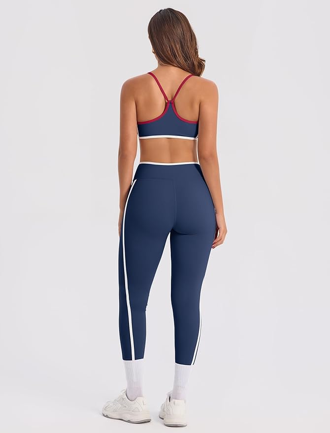 ABOCIW Womens Color Block Workout Sets Racerback Tank Top High Waist Leggings Gym Set Yoga Pilates Outfits