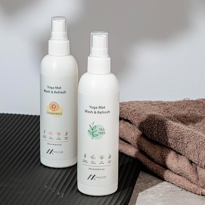 Yoga Mat Wash – Yoga Mat Spray for All Mats and Pilates, Yoga Accessories, Fitness Equipment and Gym Accessories Cleaner, Non-irritating, Non-alcohol - 8.45fl oz (Chamomile)
