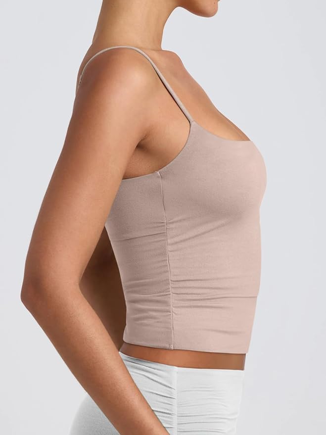 PINKMSTYLE Women's Basic Double Lined Scoop Neck Tank Tops Adjustable Cami Tank Summer Sleeveless Tops