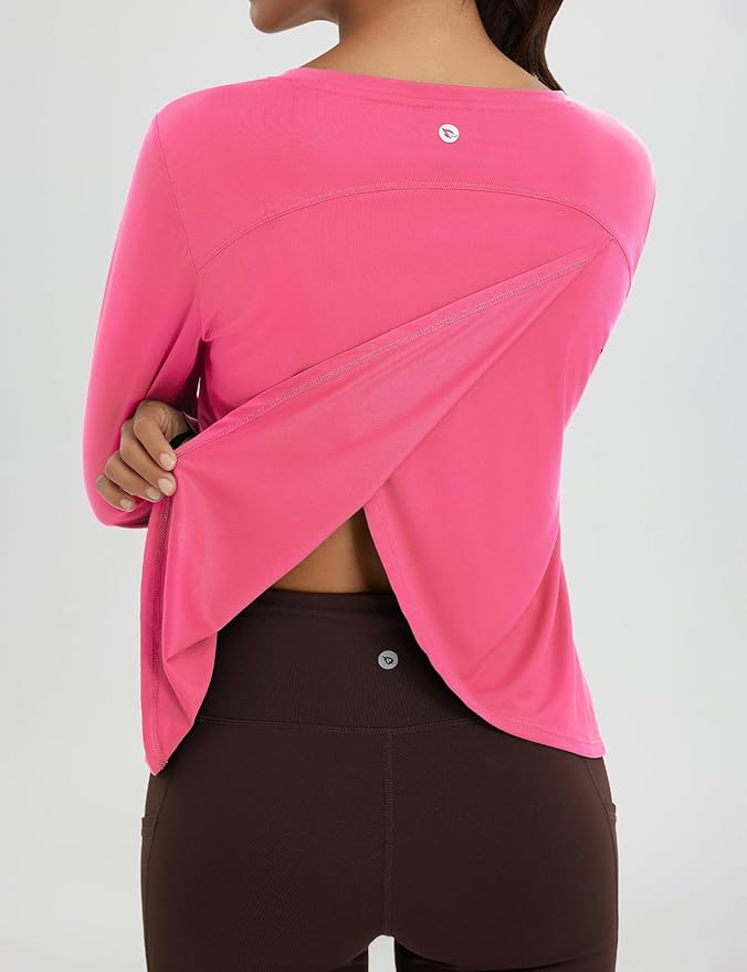 baleaf Women's Running Sun Shirts Long Sleeve UPF 50+ Workout Tops UV Athletic Split Back Quick Dry Lightweight