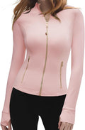 SUUKSESS Women Golden Full Zip Up Workout Cropped Jackets Lightweight Athletic Yoga Tops