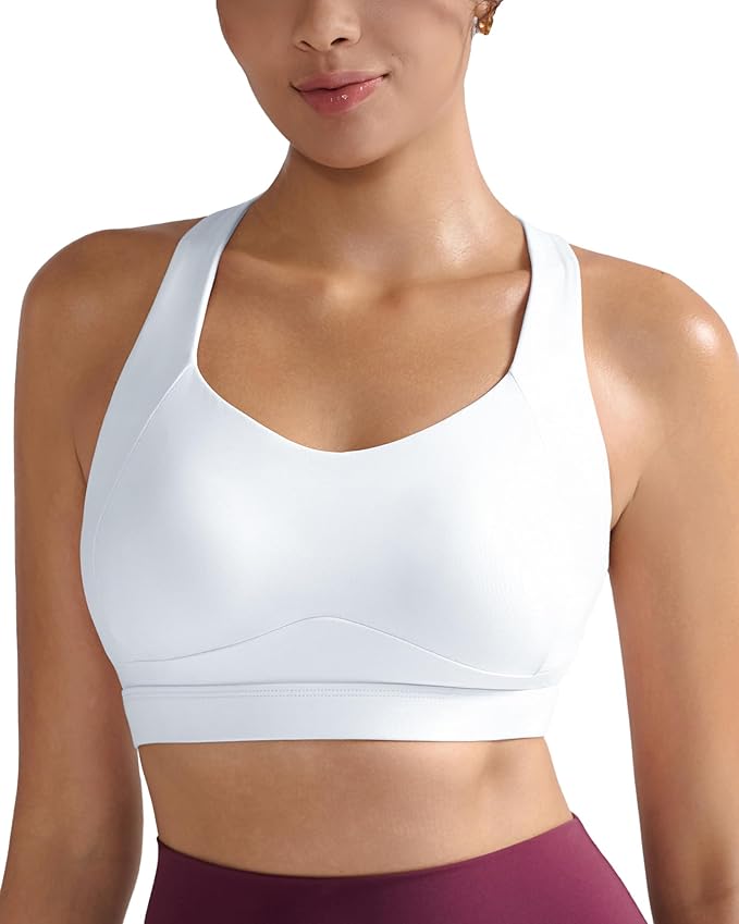 RUNNING GIRL Sports Bra for Women High Support, Molded Cup High Impact Sports Bras with Sewn in Pads Workout Running Bra